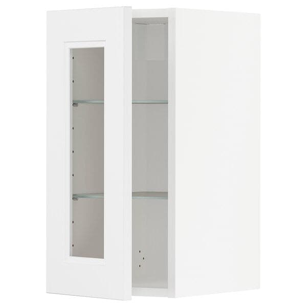 METOD - Wall cabinet w shelves/glass door, white/Axstad matt white, 30x60 cm - best price from Maltashopper.com 29468295