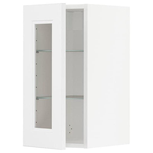 METOD - Wall cabinet w shelves/glass door, white/Axstad matt white, 30x60 cm