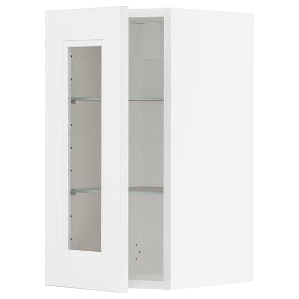 METOD - Wall cabinet w shelves/glass door, white/Axstad matt white, 30x60 cm
