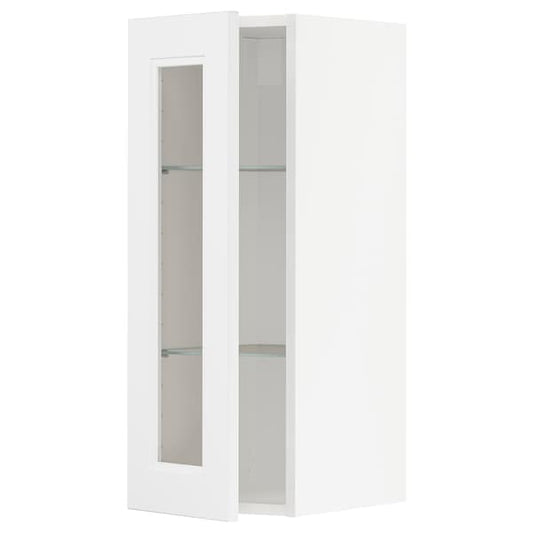 Ikea METOD - Wall cabinet w shelves/glass door, white/Axstad matt white, 30x80 cm