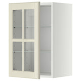 METOD wall cabinet w shelves/glass door, white/Bodbyn off-white, 40x60 cm