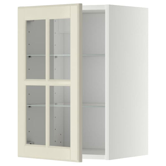 Ikea METOD - Wall cabinet w shelves/glass door, white/Bodbyn off-white, 40x60 cm