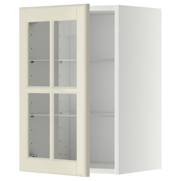 Ikea METOD - Wall cabinet w shelves/glass door, white/Bodbyn off-white, 40x60 cm