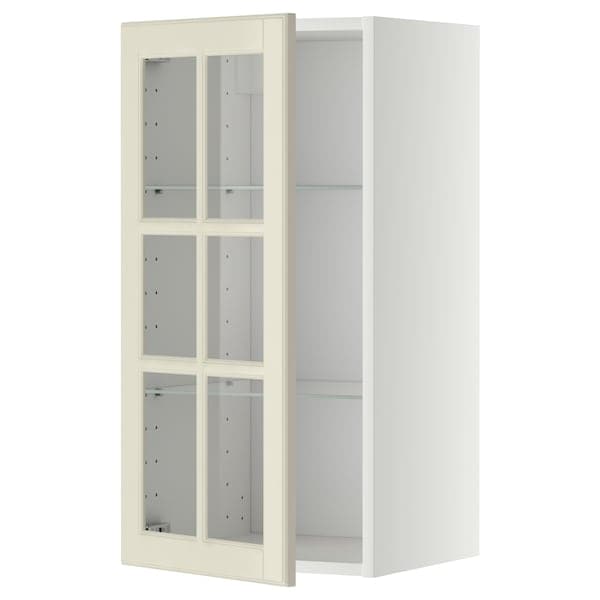Ikea METOD - Wall cabinet w shelves/glass door, white/Bodbyn off-white, 40x80 cm