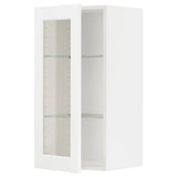 METOD wall cabinet w shelves/glass door, white Enköping/white wood effect, 40x80 cm