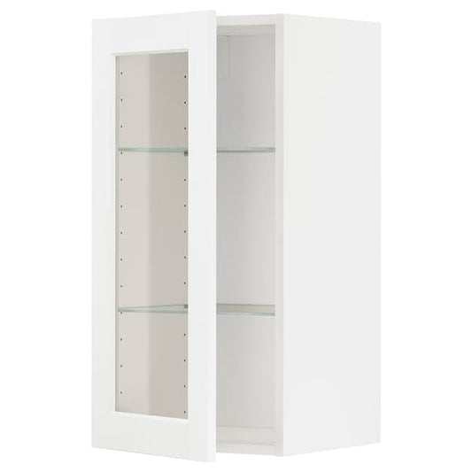 Ikea METOD - Wall cabinet w shelves/glass door, white Enköping/white wood effect, 40x80 cm