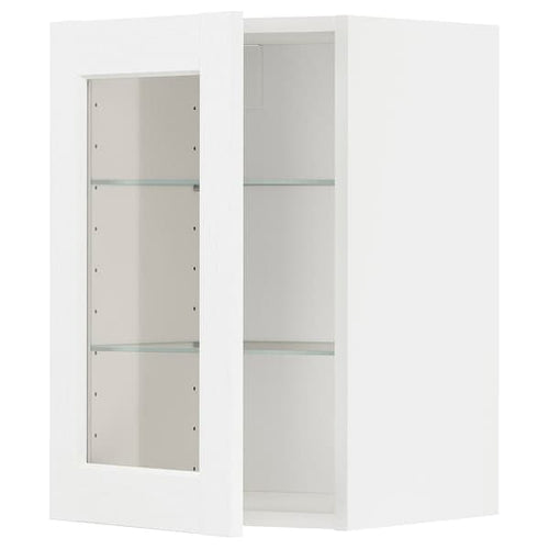 METOD - Wall cabinet w shelves/glass door, white Enköping/white wood effect, 40x60 cm