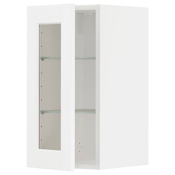 Ikea METOD - Wall cabinet w shelves/glass door, white Enköping/white wood effect, 30x60 cm