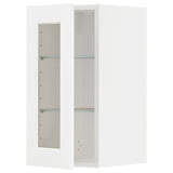 METOD wall cabinet w shelves/glass door, white Enköping/white wood effect, 30x60 cm