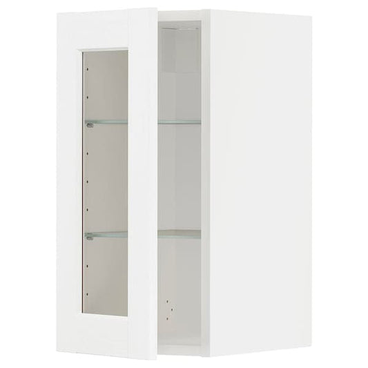 Ikea METOD - Wall cabinet w shelves/glass door, white Enköping/white wood effect, 30x60 cm