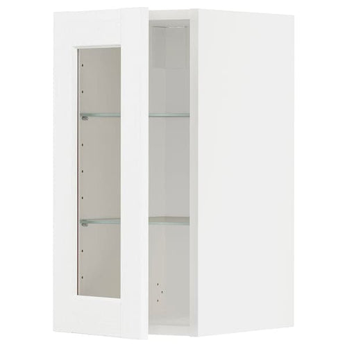 METOD - Wall cabinet w shelves/glass door, white Enköping/white wood effect, 30x60 cm