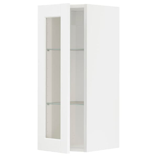 Ikea METOD - Wall cabinet w shelves/glass door, white Enköping/white wood effect, 30x80 cm