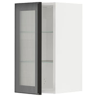 METOD - Wall cabinet w shelves/glass door, white/Hejsta anthracite reeded glass, 30x60 cm - best price from Maltashopper.com 39490719