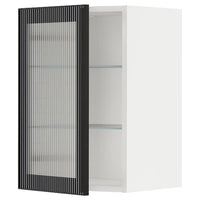 METOD - Wall cabinet w shelves/glass door, white/Hejsta anthracite reeded glass, 40x60 cm - best price from Maltashopper.com 99490636