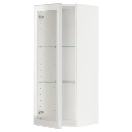 METOD - Wall cabinet w shelves/glass door, white/Hejsta white clear glass, 40x100 cm