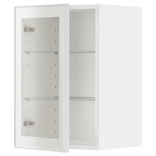 METOD - Wall cabinet w shelves/glass door, white/Hejsta white clear glass, 40x60 cm