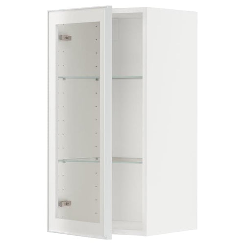METOD - Wall cabinet w shelves/glass door, white/Hejsta white clear glass, 40x80 cm
