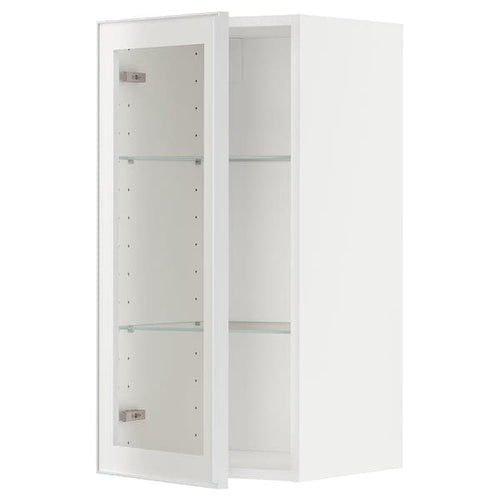 METOD wall cabinet w shelves/glass door, white/Hejsta white clear glass, 40x80 cm