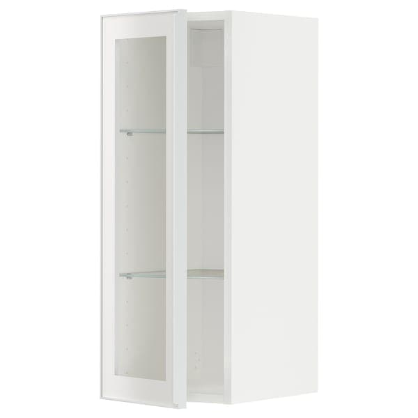 Ikea METOD - Wall cabinet w shelves/glass door, white/Hejsta white clear glass, 30x80 cm