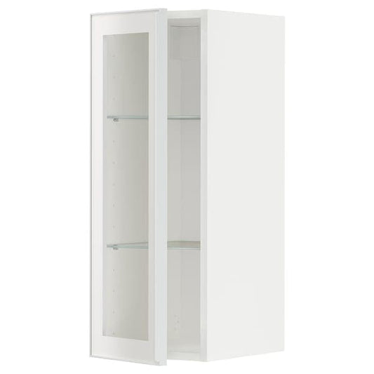 Ikea METOD - Wall cabinet w shelves/glass door, white/Hejsta white clear glass, 30x80 cm