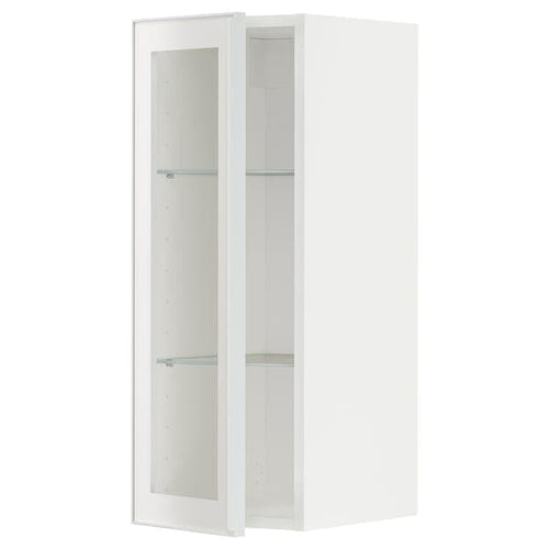 METOD - Wall cabinet w shelves/glass door, white/Hejsta white clear glass, 30x80 cm