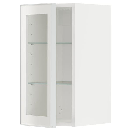 METOD wall cabinet w shelves/glass door, white/Hejsta white clear glass, 30x60 cm