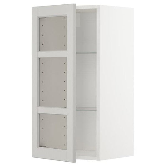 Ikea METOD - Wall cabinet w shelves/glass door, white/Lerhyttan light grey, 40x80 cm