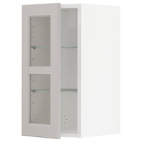 METOD - Wall cabinet w shelves/glass door, white/Lerhyttan light grey, 30x60 cm - best price from Maltashopper.com 59469887