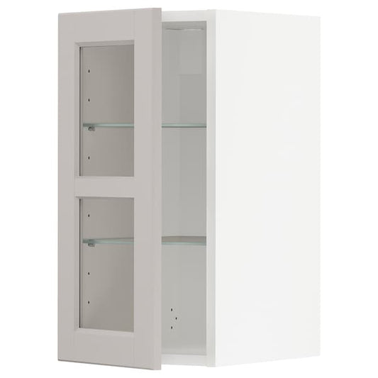 Ikea METOD - Wall cabinet w shelves/glass door, white/Lerhyttan light grey, 30x60 cm
