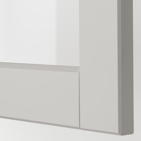 METOD - Wall cabinet w shelves/glass door, white/Lerhyttan light grey, 40x60 cm - best price from Maltashopper.com 89461248