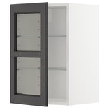METOD wall cabinet w shelves/glass door, white/Lerhyttan black stained, 40x60 cm