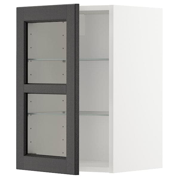 Ikea METOD - Wall cabinet w shelves/glass door, white/Lerhyttan black stained ,