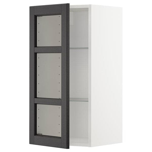 Ikea METOD - Wall cabinet w shelves/glass door, white/Lerhyttan black stained, 40x80 cm