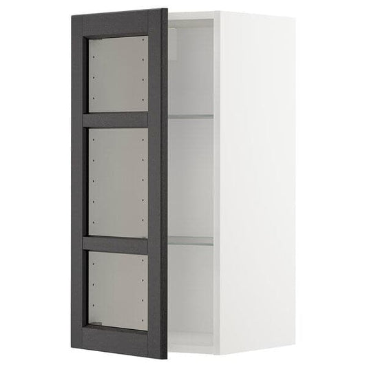 Ikea METOD - Wall cabinet w shelves/glass door, white/Lerhyttan black stained, 40x80 cm
