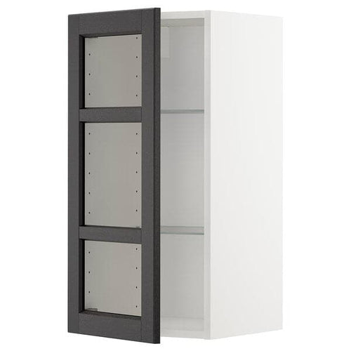 METOD - Wall cabinet w shelves/glass door, white/Lerhyttan black stained, 40x80 cm