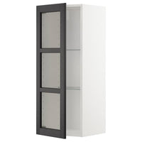 METOD - Wall cabinet w shelves/glass door, white/Lerhyttan black stained, 40x100 cm - best price from Maltashopper.com 59459138