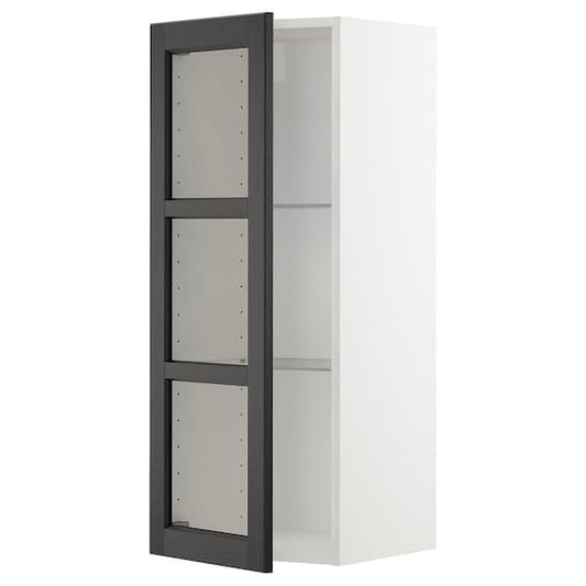 Ikea METOD - Wall cabinet w shelves/glass door, white/Lerhyttan black stained, 40x100 cm