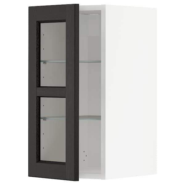 METOD - Wall cabinet w shelves/glass door, white/Lerhyttan black stained, 30x60 cm - best price from Maltashopper.com 49459172