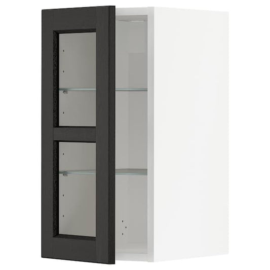 Ikea METOD - Wall cabinet w shelves/glass door, white/Lerhyttan black stained, 30x60 cm
