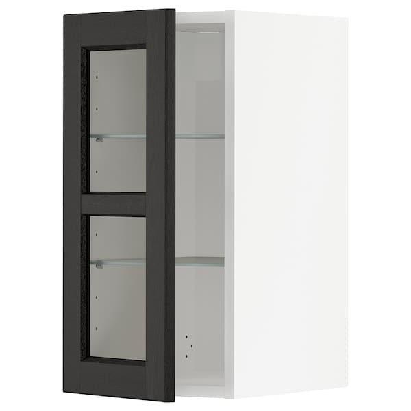 Ikea METOD - Wall cabinet w shelves/glass door, white/Lerhyttan black stained, 30x60 cm