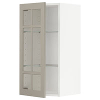 METOD - Wall cabinet w shelves/glass door, white/Stensund beige, 40x80 cm - best price from Maltashopper.com 89462182
