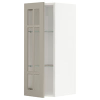 METOD - Wall cabinet w shelves/glass door, white/Stensund beige, 30x80 cm - best price from Maltashopper.com 19468106