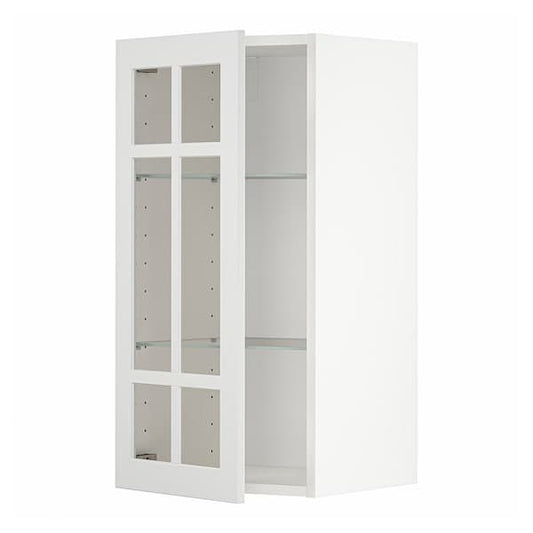 Ikea METOD - Wall cabinet w shelves/glass door, white/Stensund white, 40x80 cm