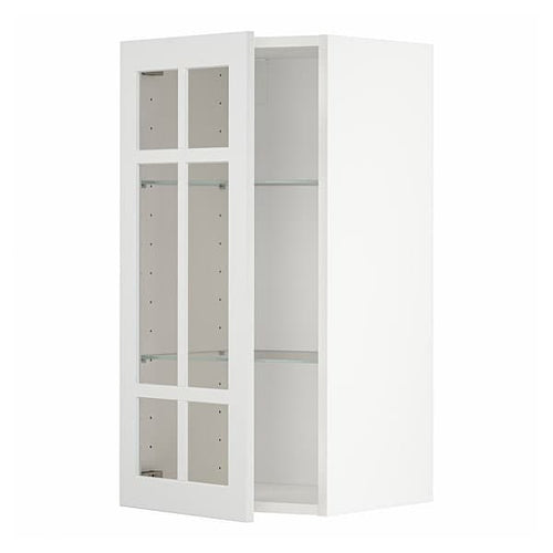 METOD - Wall cabinet w shelves/glass door, white/Stensund white, 40x80 cm