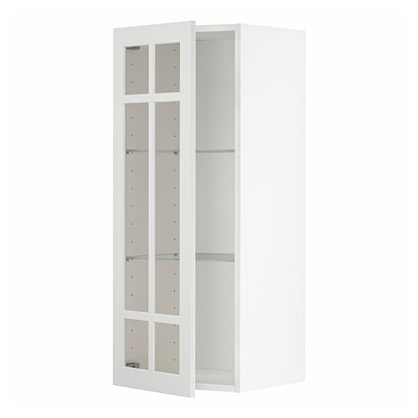 Ikea METOD - Wall cabinet w shelves/glass door, white/Stensund white, 40x100 cm