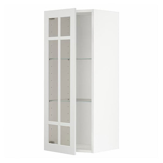 Ikea METOD - Wall cabinet w shelves/glass door, white/Stensund white, 40x100 cm