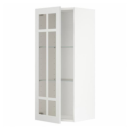 METOD - Wall cabinet w shelves/glass door, white/Stensund white, 40x100 cm