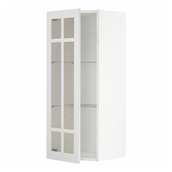 METOD - Wall cabinet w shelves/glass door, white/Stensund white, 40x100 cm