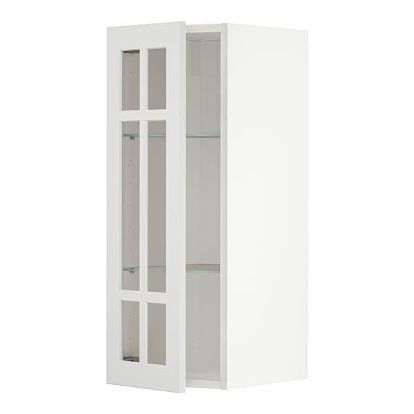 Ikea METOD - Wall cabinet w shelves/glass door, white/Stensund white, 30x80 cm