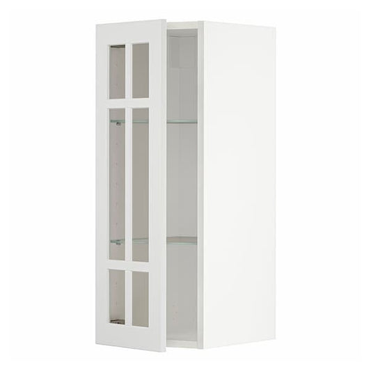Ikea METOD - Wall cabinet w shelves/glass door, white/Stensund white, 30x80 cm